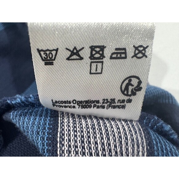Lacoste Mens T-Shirt Blue Striped Crew Short Sleeve Tee Cotton XL FITS as L SLIM - Picture 8 of 8